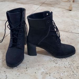 Black Timberland Half Boots 2" Heel